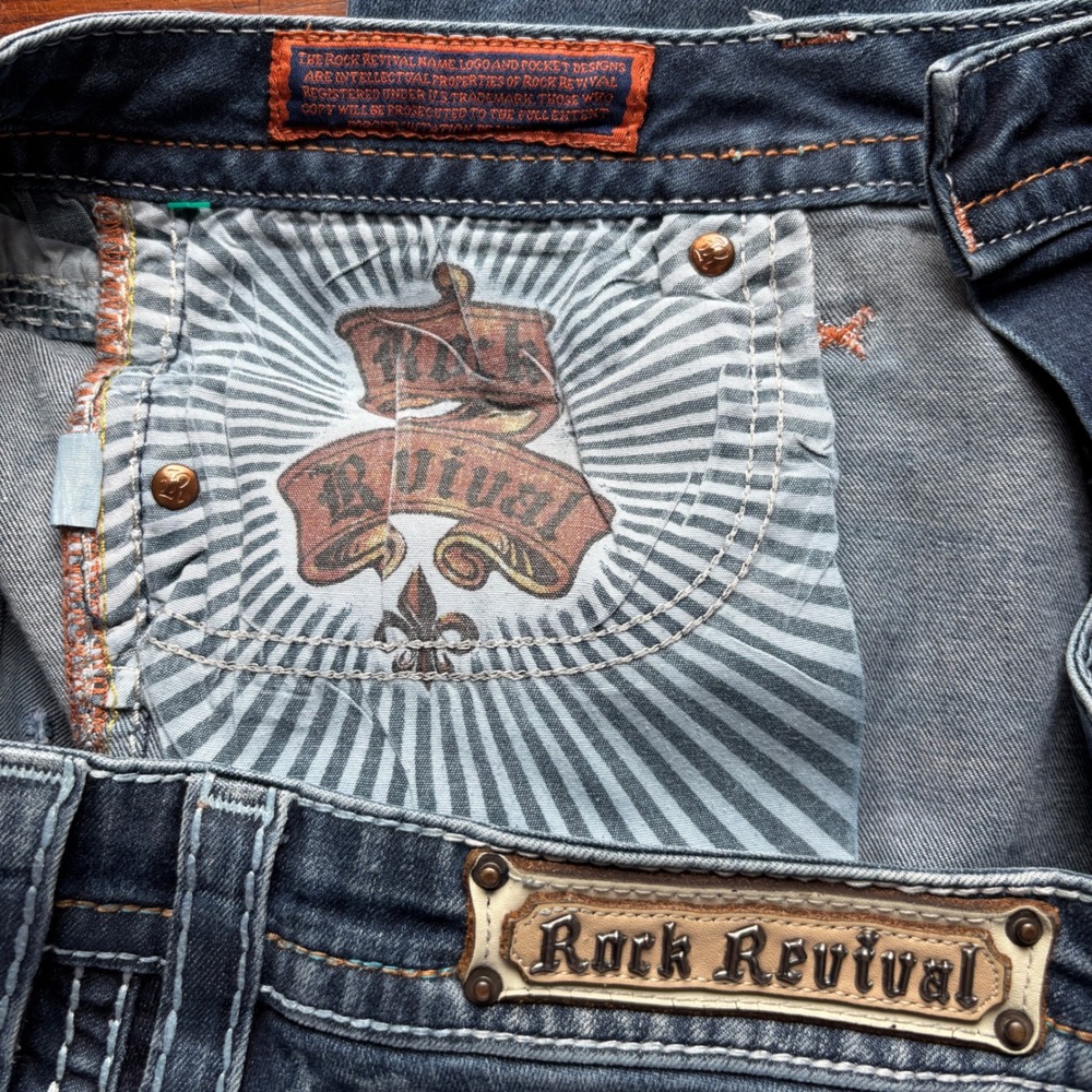 Rock Revival Western Y-2K inspired Yana Ankle Skinny Jeans Embroidered Size 33 - Picture 10 of 16
